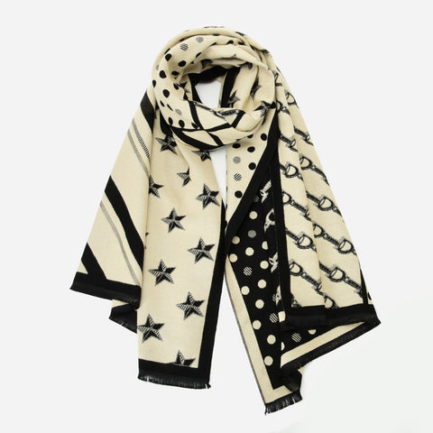 SF1405-BLACK-New arrival scarf with five-point star