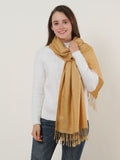 SF503-4 Camel â€“ Textured Pure Color Scarf With Tassels Ends