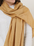 SF503-4 Camel â€“ Textured Pure Color Scarf With Tassels Ends
