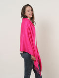 SF503-4 Fushia â€“ Textured Pure Color Scarf With Tassels Ends