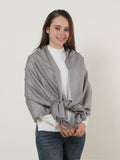 SF503-4 Grey â€“ Textured Pure Color Scarf With Tassels Ends