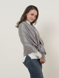 SF503-4 Grey â€“ Textured Pure Color Scarf With Tassels Ends