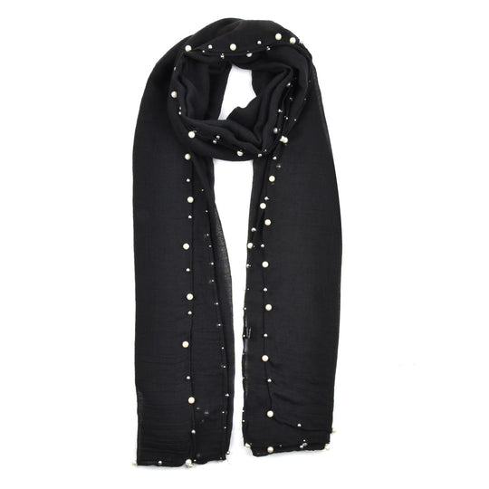SF842-1-BLK - Womens Oversized Scarf With Tassels
