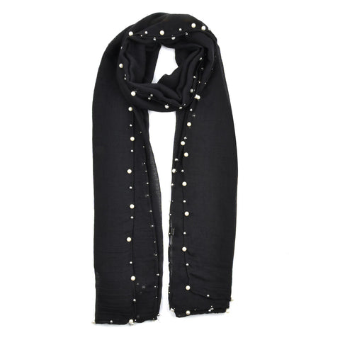 SF842-1-BLK - Womens Oversized Scarf With Tassels