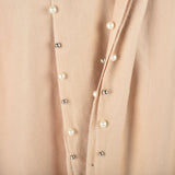 SF959 Beige - Plain Cashmere Pearl Scarf With Tassels