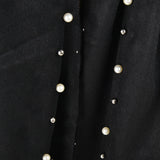 SF959 Black - Plain Cashmere Pearl Scarf With Tassels
