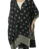 SF966 Black - Oversized Women Floral Scarf