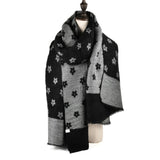SF966 Black - Oversized Women Floral Scarf