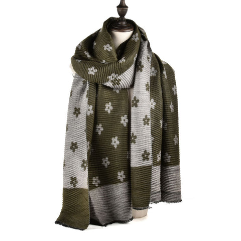 SF966 Green - Oversized Women Floral Scarf
