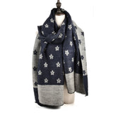 SF966 Navy - Oversized Women Floral Scarf