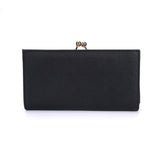 SY1440-2 Black - Sally Young Crocodile Splicing Metal Frame Kiss-lock Purse