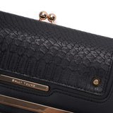 SY1440-2 Black - Sally Young Crocodile Splicing Metal Frame Kiss-lock Purse