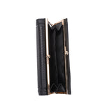 SY1440-2 Black - Sally Young Crocodile Splicing Metal Frame Kiss-lock Purse