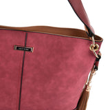 SY2126 Red - Fashion Women Tassel Solid Patchwork Handbag