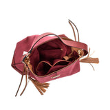 SY2126 Red - Fashion Women Tassel Solid Patchwork Handbag