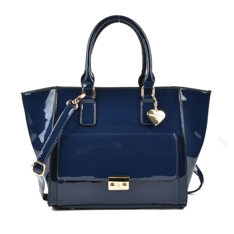SY2134 Blue - Metal Decoration Fashion Women Solid Zipper Handbag
