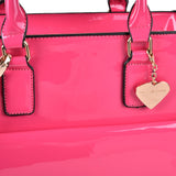 SY2134 Fushia - Metal Decoration Fashion Women Solid Zipper Handbag