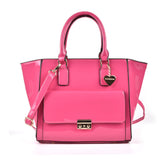 SY2134 Fushia - Metal Decoration Fashion Women Solid Zipper Handbag