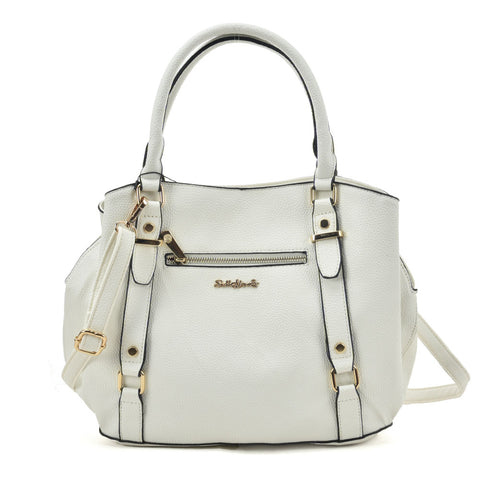 SY2157 White - Fashion Zip Front Tote Bag