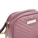 SY2172 DARK PINK - Chain Handbag With V-shaped Line Design