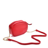SY2172 RED - Chain Handbag With V-shaped Line Design