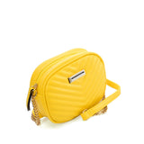 SY2172 YELLOW - Chain Handbag With V-shaped Line Design