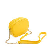 SY2172 YELLOW - Chain Handbag With V-shaped Line Design