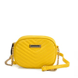 SY2172 YELLOW - Chain Handbag With V-shaped Line Design