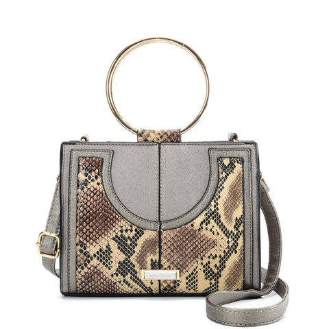 SY2175 APRICOT - Generous Snakeskin Bag With Ring Handle (was £11)