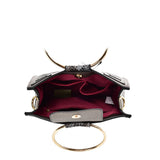 SY2175 BLACK - Generous Snakeskin Bag With Ring Handle (was £11)
