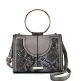 SY2175 BLACK - Generous Snakeskin Bag With Ring Handle (was £11)