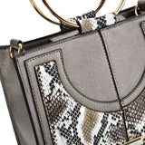 SY2175 GREY - Generous Snakeskin Bag With Ring Handle (was £11)