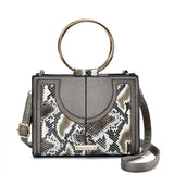 SY2175 GREY - Generous Snakeskin Bag With Ring Handle (was £11)