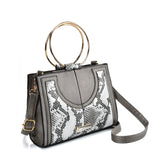 SY2175 SILVER - Generous Snakeskin Bag With Ring Handle (was £11)