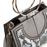SY2175 SILVER - Generous Snakeskin Bag With Ring Handle (was £11)