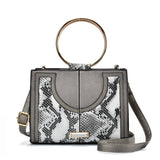 SY2175 SILVER - Generous Snakeskin Bag With Ring Handle (was £11)