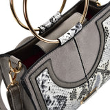 SY2175 WHITE - Generous Snakeskin Bag With Ring Handle (was £11)
