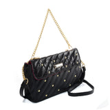 SY2178 Black- Chain Handbag With Flap and Studs Design (was £11)