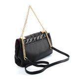 SY2178 Black- Chain Handbag With Flap and Studs Design (was £11)