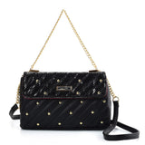 SY2178 Black- Chain Handbag With Flap and Studs Design (was £11)