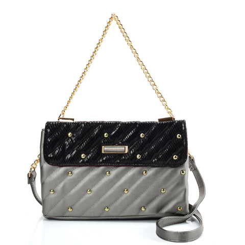 SY2178 Grey - Chain Handbag With Flap and Studs Design (was £11)