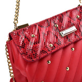 SY2178 Red - Chain Handbag With Flap and Studs Design (was £11)