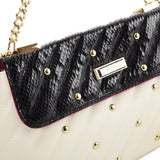 SY2178 White - Chain Handbag With Flap and Studs Design (was £11)