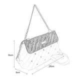 SY2178 White - Chain Handbag With Flap and Studs Design (was £11)