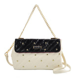 SY2178 White - Chain Handbag With Flap and Studs Design (was £11)