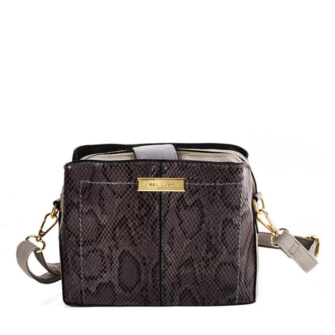 SY2179 GREY - Simple Solid Color Flash Leather Bag