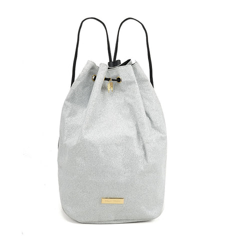 SY2181 SILVER&WHITE - Bucket Bag With Rope Bundle Mouth