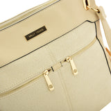 SY2204 BEIGE - Handbag With Symmetrical Zipper Design