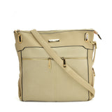 SY2204 BEIGE - Handbag With Symmetrical Zipper Design