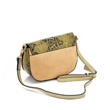 SY2207 BEIGE - Leather Saddle Bag With Hardware Ring Chain Decoration (was £11)